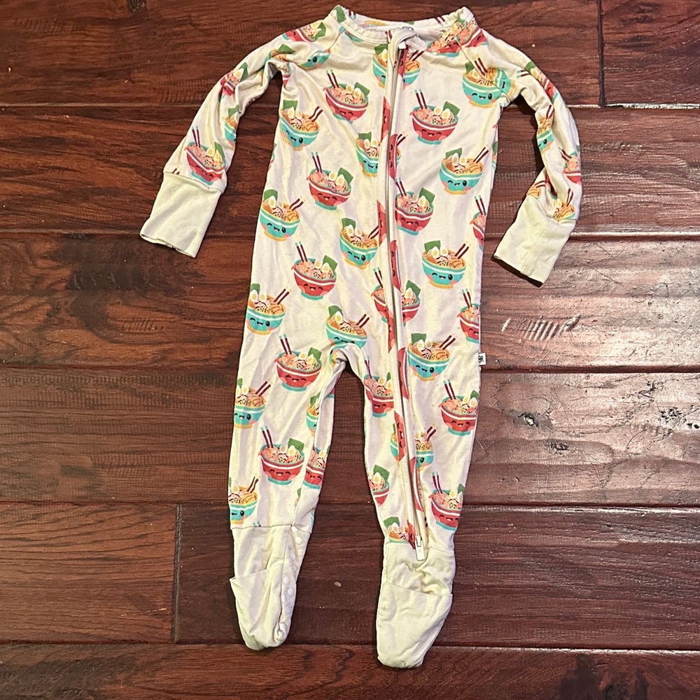 Bums & Roses Ramen Noodles Kids Bamboo Footie Pajamas